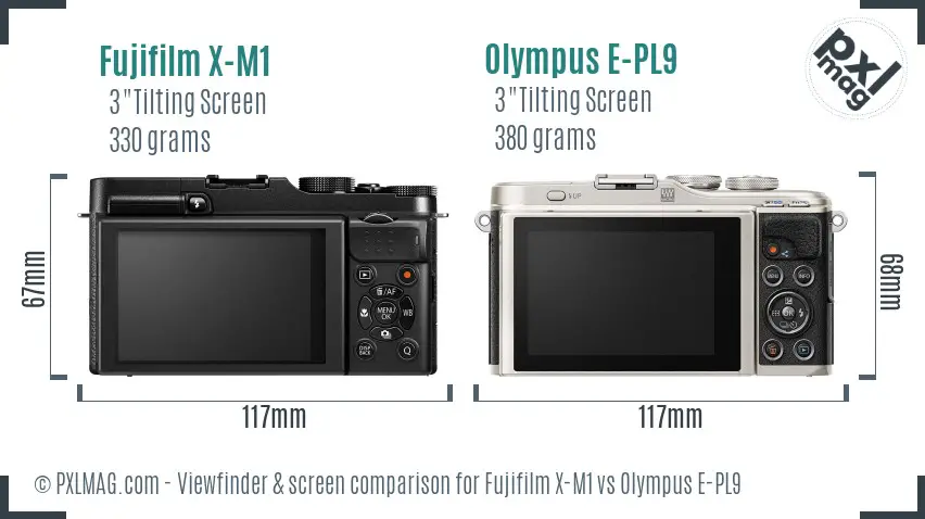 Fujifilm X-M1 vs Olympus E-PL9 Screen and Viewfinder comparison