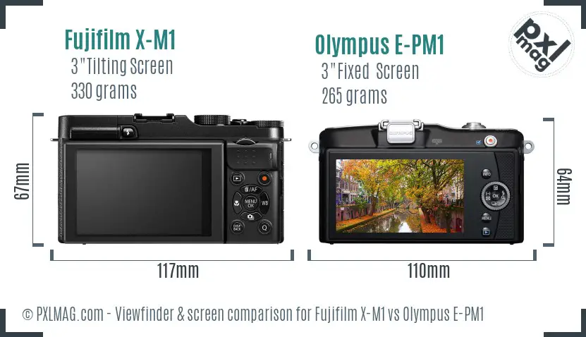 Fujifilm X-M1 vs Olympus E-PM1 Screen and Viewfinder comparison