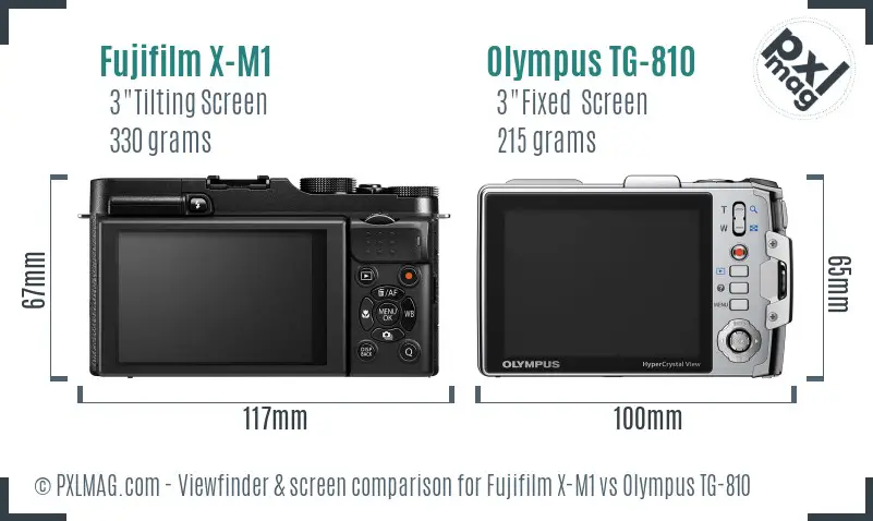 Fujifilm X-M1 vs Olympus TG-810 Screen and Viewfinder comparison