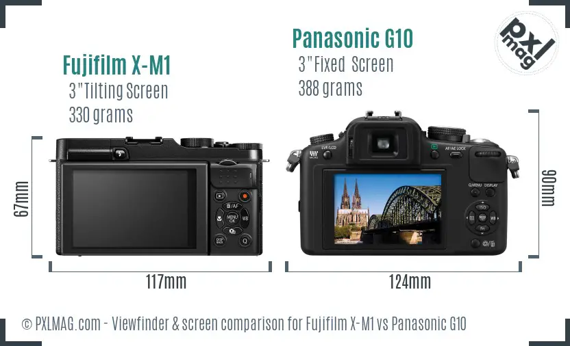 Fujifilm X-M1 vs Panasonic G10 Screen and Viewfinder comparison