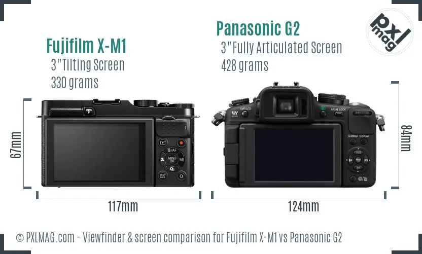 Fujifilm X-M1 vs Panasonic G2 Screen and Viewfinder comparison