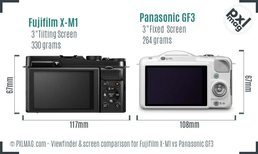 Fujifilm X-M1 vs Panasonic GF3 Screen and Viewfinder comparison