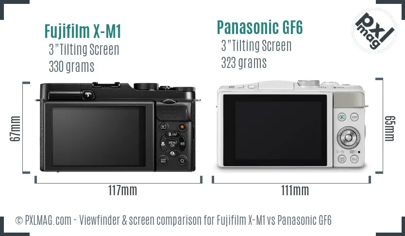 Fujifilm X-M1 vs Panasonic GF6 Screen and Viewfinder comparison