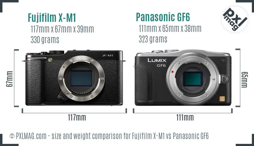 Fujifilm X-M1 vs Panasonic GF6 size comparison