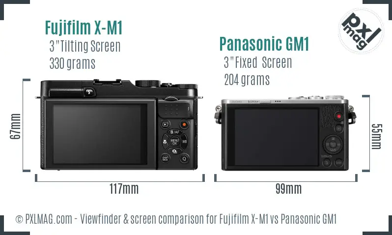 Fujifilm X-M1 vs Panasonic GM1 Screen and Viewfinder comparison