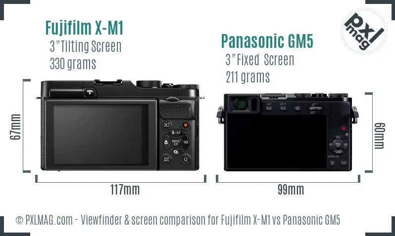 Fujifilm X-M1 vs Panasonic GM5 Screen and Viewfinder comparison Fujifilm X-M1 vs Panasonic GM5 Screen and Viewfinder comparison