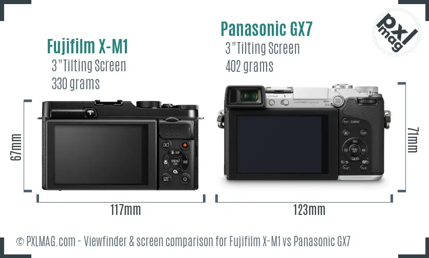 Fujifilm X-M1 vs Panasonic GX7 Screen and Viewfinder comparison Fujifilm X-M1 vs Panasonic GX7 Screen and Viewfinder comparison
