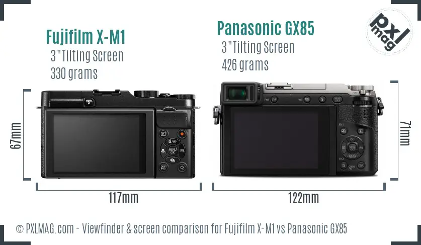 Fujifilm X-M1 vs Panasonic GX85 Screen and Viewfinder comparison
