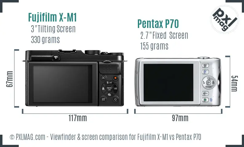 Fujifilm X-M1 vs Pentax P70 Screen and Viewfinder comparison