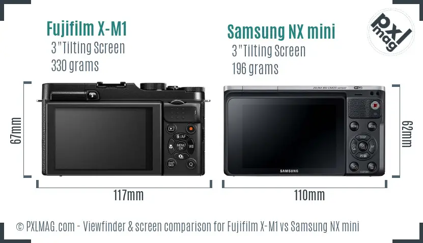 Fujifilm X-M1 vs Samsung NX mini Screen and Viewfinder comparison