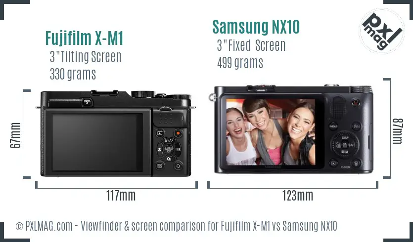 Fujifilm X-M1 vs Samsung NX10 Screen and Viewfinder comparison