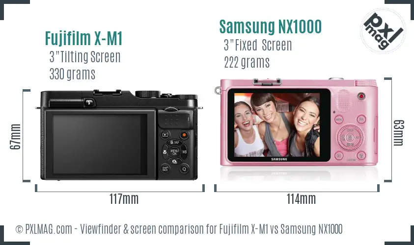 Fujifilm X-M1 vs Samsung NX1000 Screen and Viewfinder comparison Fujifilm X-M1 vs Samsung NX1000 Screen and Viewfinder comparison