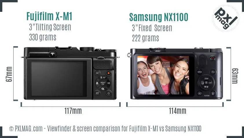 Fujifilm X-M1 vs Samsung NX1100 Screen and Viewfinder comparison