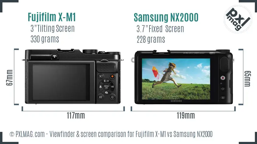 Fujifilm X-M1 vs Samsung NX2000 Screen and Viewfinder comparison