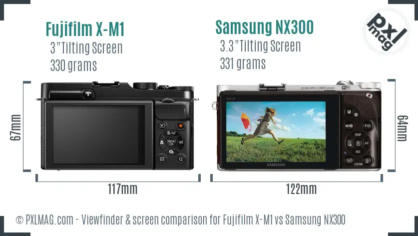 Fujifilm X-M1 vs Samsung NX300 Screen and Viewfinder comparison Fujifilm X-M1 vs Samsung NX300 Screen and Viewfinder comparison
