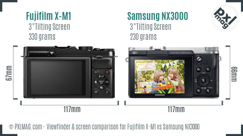 Fujifilm X-M1 vs Samsung NX3000 Screen and Viewfinder comparison