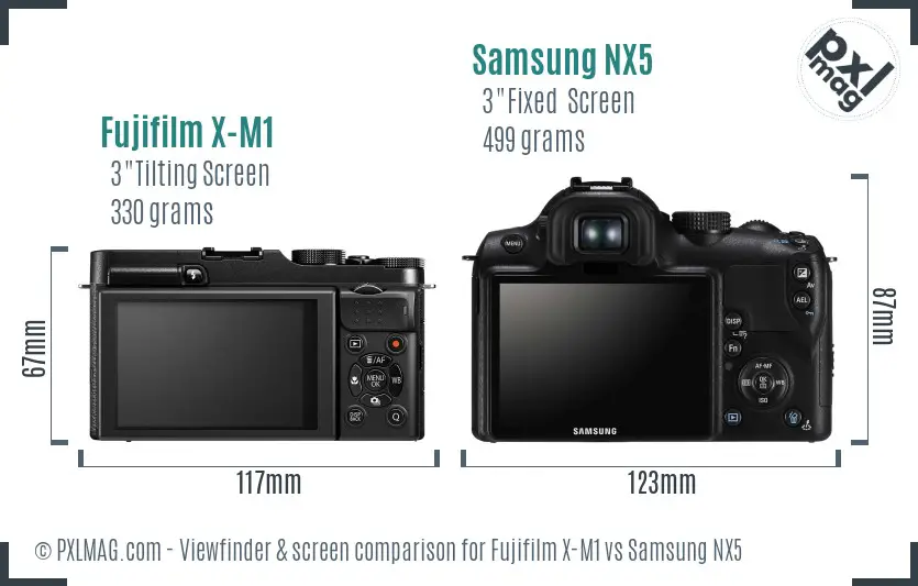 Fujifilm X-M1 vs Samsung NX5 Screen and Viewfinder comparison