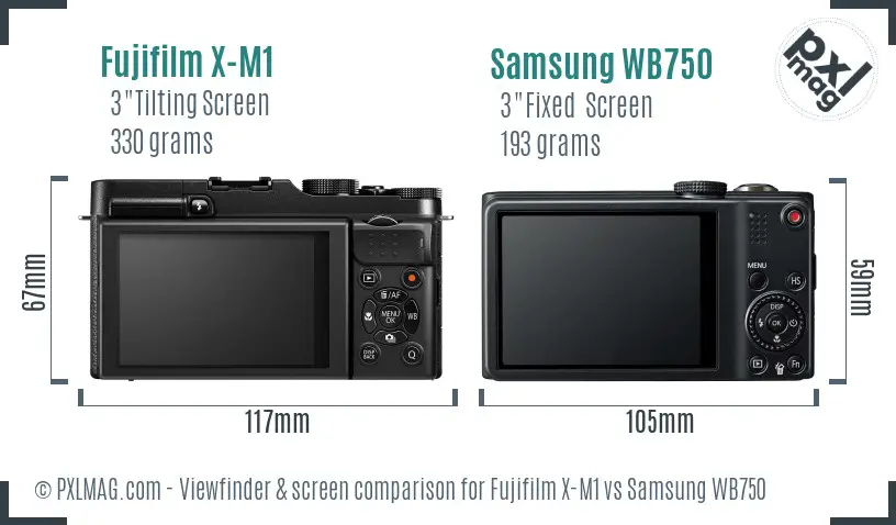 Fujifilm X-M1 vs Samsung WB750 Screen and Viewfinder comparison