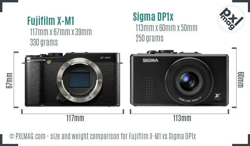 Fujifilm X-M1 vs Sigma DP1x size comparison