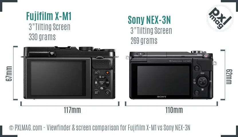 Fujifilm X-M1 vs Sony NEX-3N Screen and Viewfinder comparison