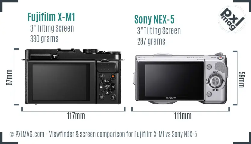 Fujifilm X-M1 vs Sony NEX-5 Screen and Viewfinder comparison