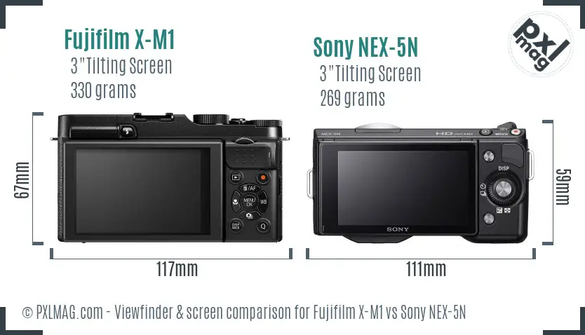 Fujifilm X-M1 vs Sony NEX-5N Screen and Viewfinder comparison