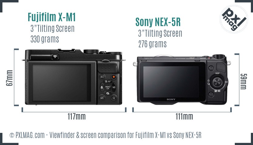 Fujifilm X-M1 vs Sony NEX-5R Screen and Viewfinder comparison