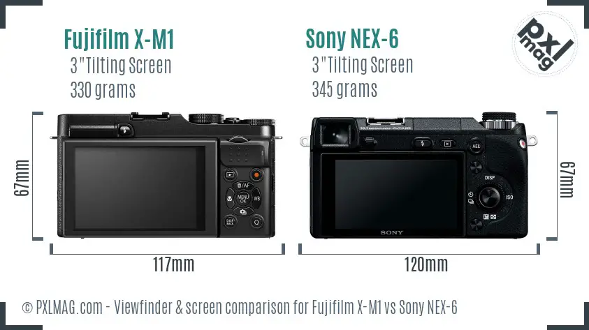 Fujifilm X-M1 vs Sony NEX-6 Screen and Viewfinder comparison