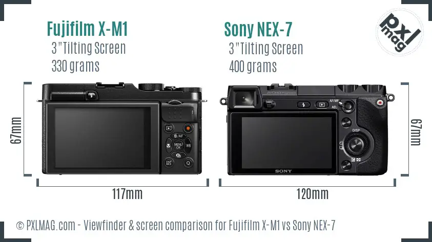 Fujifilm X-M1 vs Sony NEX-7 Screen and Viewfinder comparison