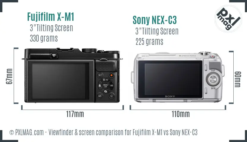Fujifilm X-M1 vs Sony NEX-C3 Screen and Viewfinder comparison