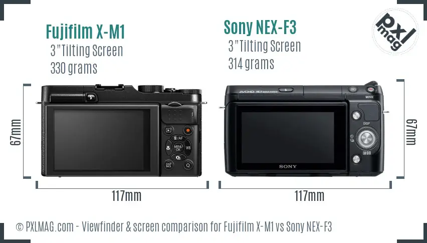 Fujifilm X-M1 vs Sony NEX-F3 Screen and Viewfinder comparison