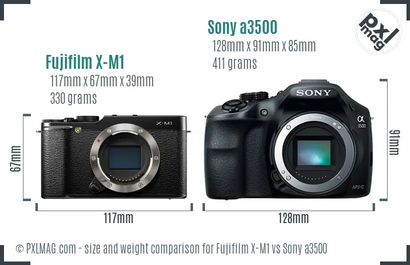 Fujifilm X-M1 vs Sony a3500 size comparison