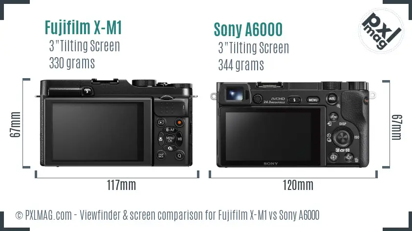 Fujifilm X-M1 vs Sony A6000 Screen and Viewfinder comparison Fujifilm X-M1 vs Sony A6000 Screen and Viewfinder comparison