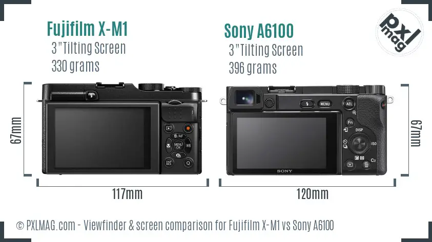 Fujifilm X-M1 vs Sony A6100 Screen and Viewfinder comparison