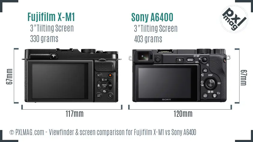 Fujifilm X-M1 vs Sony A6400 Screen and Viewfinder comparison Fujifilm X-M1 vs Sony A6400 Screen and Viewfinder comparison