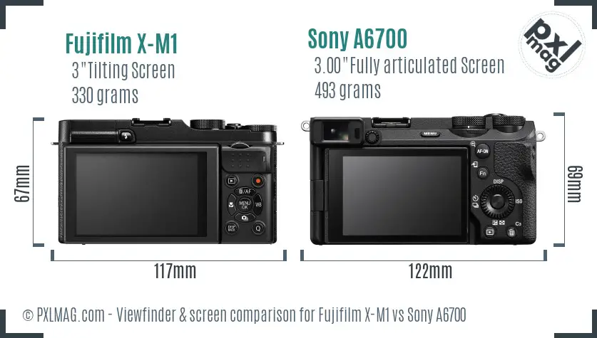 Fujifilm X-M1 vs Sony A6700 Screen and Viewfinder comparison