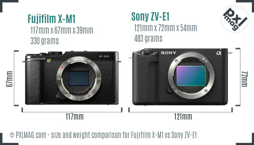 Fujifilm X-M1 vs Sony ZV-E1 size comparison