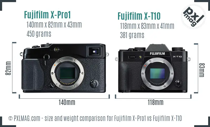 Fujifilm X-Pro1 vs Fujifilm X-T10 size comparison Fujifilm X-Pro1 vs Fujifilm X-T10 size comparison