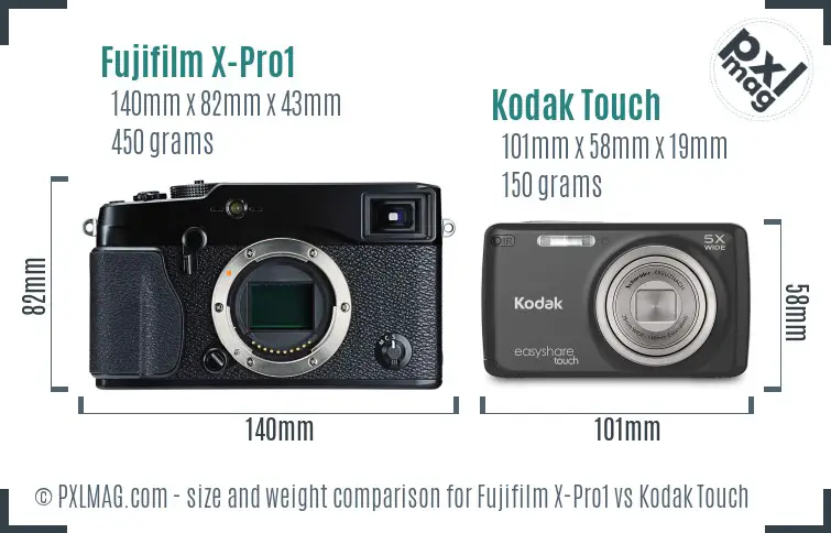 Fujifilm X-Pro1 vs Kodak Touch size comparison