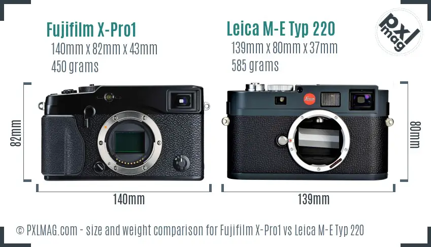 Fujifilm X-Pro1 vs Leica M-E Typ 220 size comparison