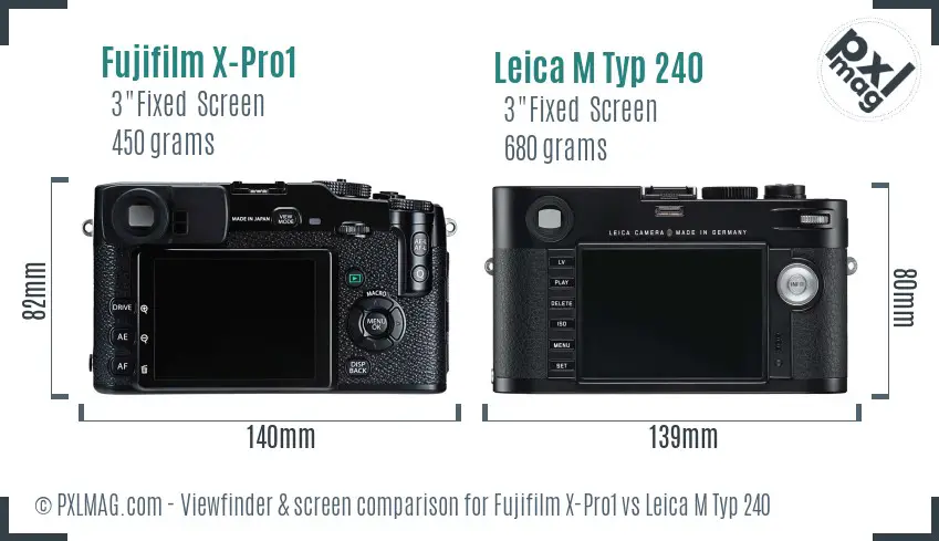 Fujifilm X-Pro1 vs Leica M Typ 240 Screen and Viewfinder comparison Fujifilm X-Pro1 vs Leica M Typ 240 Screen and Viewfinder comparison