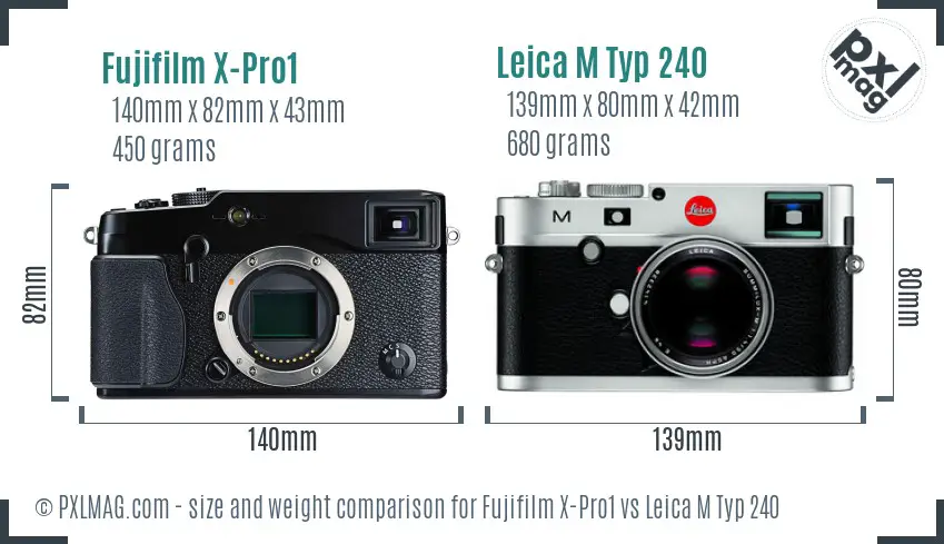 Fujifilm X-Pro1 vs Leica M Typ 240 size comparison Fujifilm X-Pro1 vs Leica M Typ 240 size comparison