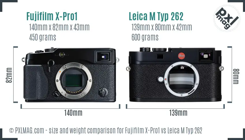 Fujifilm X-Pro1 vs Leica M Typ 262 size comparison