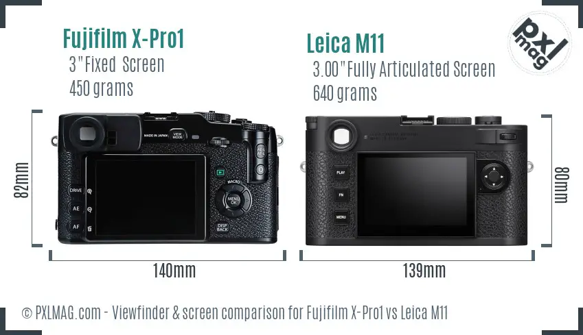 Fujifilm X-Pro1 vs Leica M11 Screen and Viewfinder comparison Fujifilm X-Pro1 vs Leica M11 Screen and Viewfinder comparison