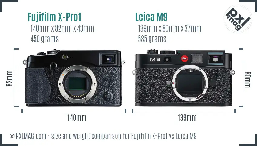 Fujifilm X-Pro1 vs Leica M9 size comparison