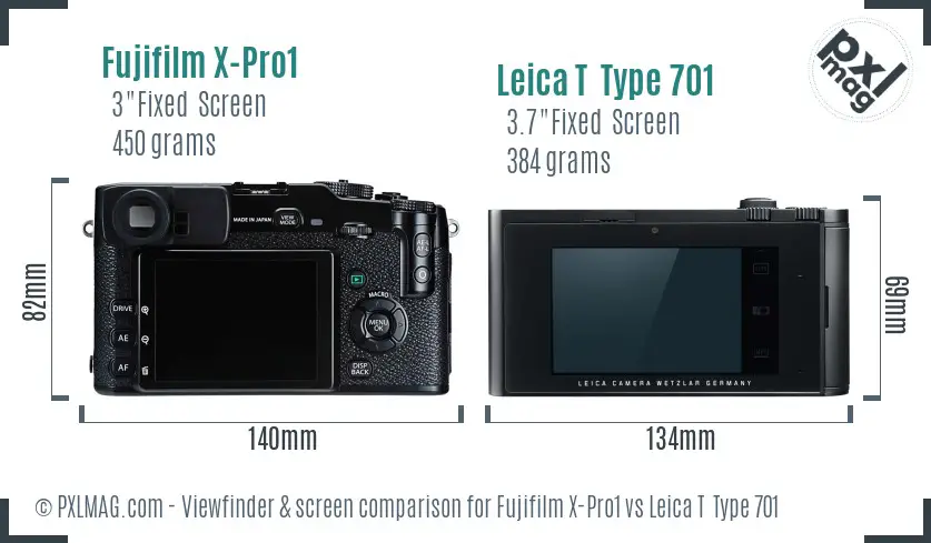 Fujifilm X-Pro1 vs Leica T  Type 701 Screen and Viewfinder comparison