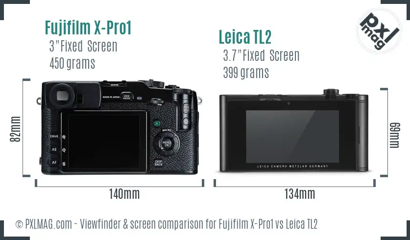 Fujifilm X-Pro1 vs Leica TL2 Screen and Viewfinder comparison