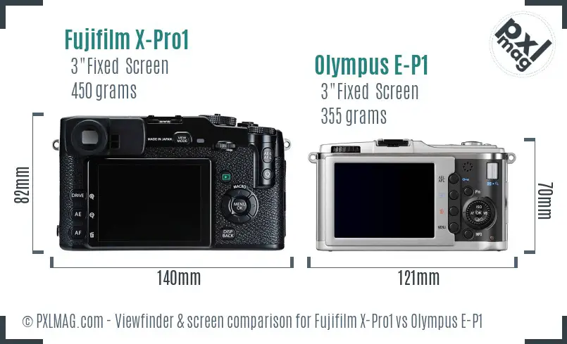 Fujifilm X-Pro1 vs Olympus E-P1 Screen and Viewfinder comparison Fujifilm X-Pro1 vs Olympus E-P1 Screen and Viewfinder comparison