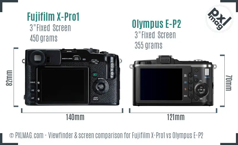 Fujifilm X-Pro1 vs Olympus E-P2 Screen and Viewfinder comparison