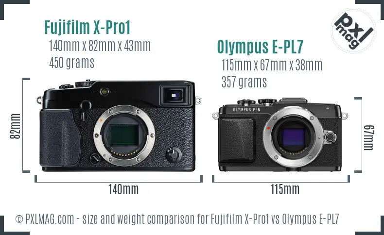 Fujifilm X-Pro1 vs Olympus E-PL7 size comparison